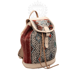 Moroccan Kilim Leather Backpack - Handmade Bohemian Rucksack