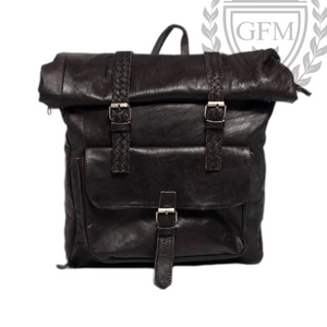 Luxury Leather Roll Top Backpack
