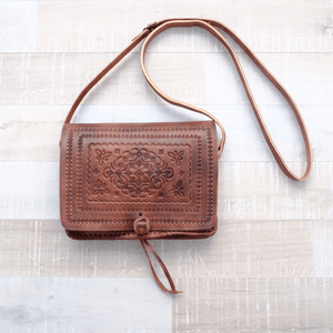 Sahara Bohemian Brown Leather bAg - GFM -giftsfrommorocco-morocco leather