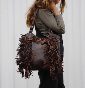 Fringed leather bag, Fringed tote bag, fringed leather crossbody, fringed purse crossbody, fringe leather cowgirl purse,Fringe western purse