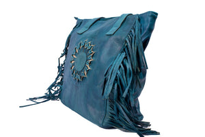 Bleu fringe leather bag