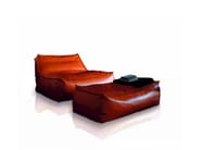 Boho Chic Armless Sofa with Square Ottoman - Handcrafted Leather Lounger