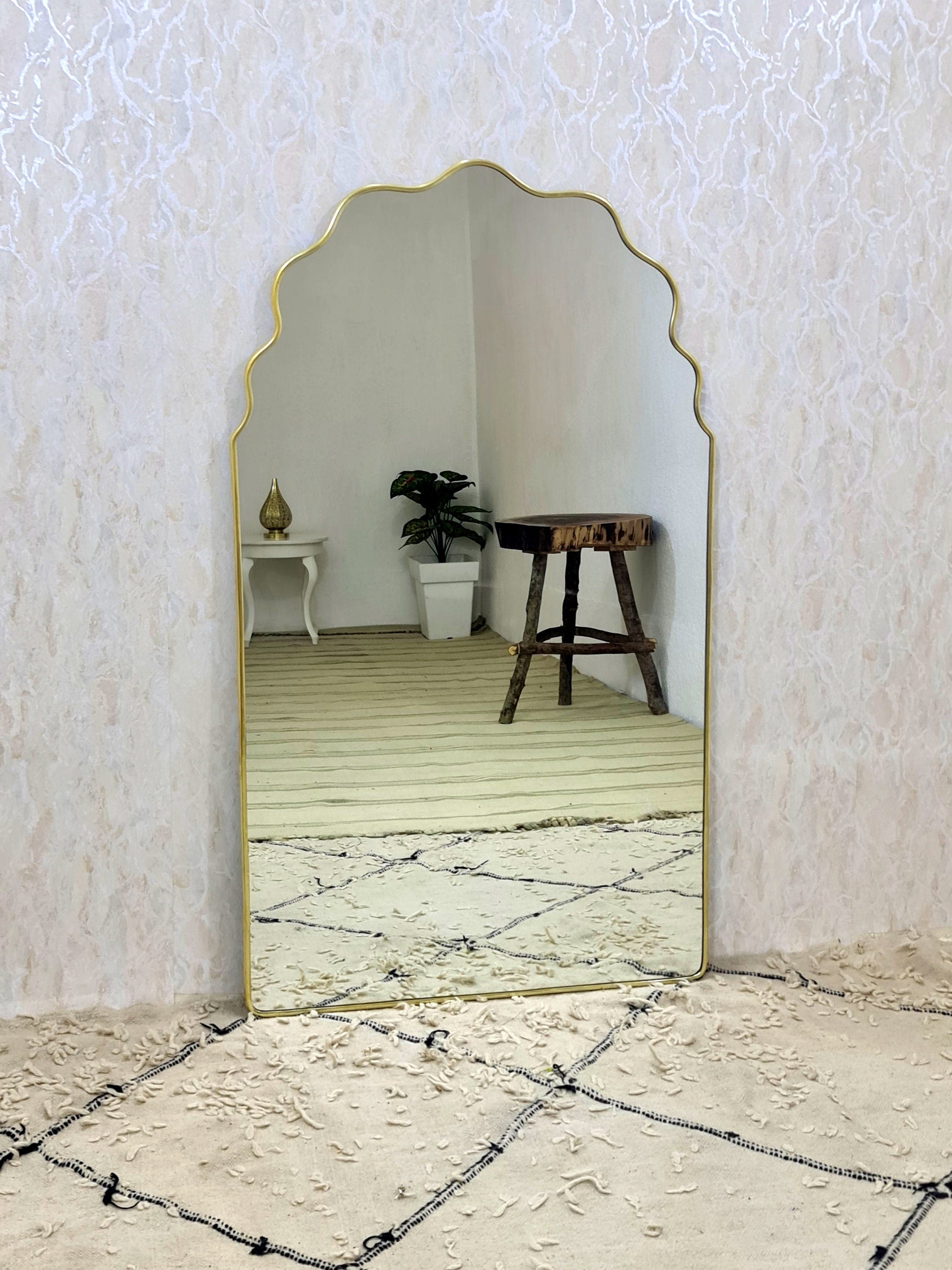 Brass Butterfly Mirror – Irregular Gold Wall Mirror, Handmade Bathroom & Vanity Deco