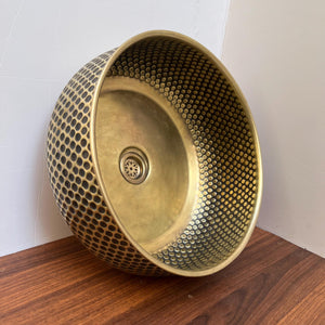 Brass Sink for Bathroom | Brushed Brass Basin | Countertop Vessel Sink | Farmhouse Style | Modern Bar Sink Copper Drain Included