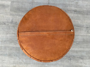 Brown Handmade Moroccan Leather Pouf – Bohemian Ottoman Footstool for Living Room, Boho Home Decor, Premium Moroccan Pouffe (UNFILLED)