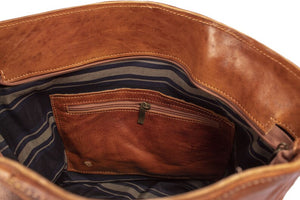 Brown leather shoulder bag