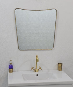 Curved Brass Mirror – Irregular Butterfly Wall Mirror, Antique Gold Bathroom Mirror