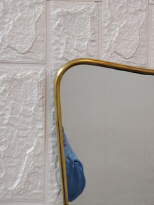Curved Brass Mirror – Irregular Butterfly Wall Mirror, Antique Gold Bathroom Mirror