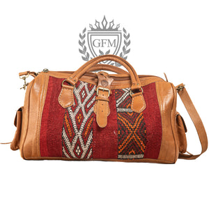 Unique Kilim Leather Travel Bag, Kilim Duffel Bags