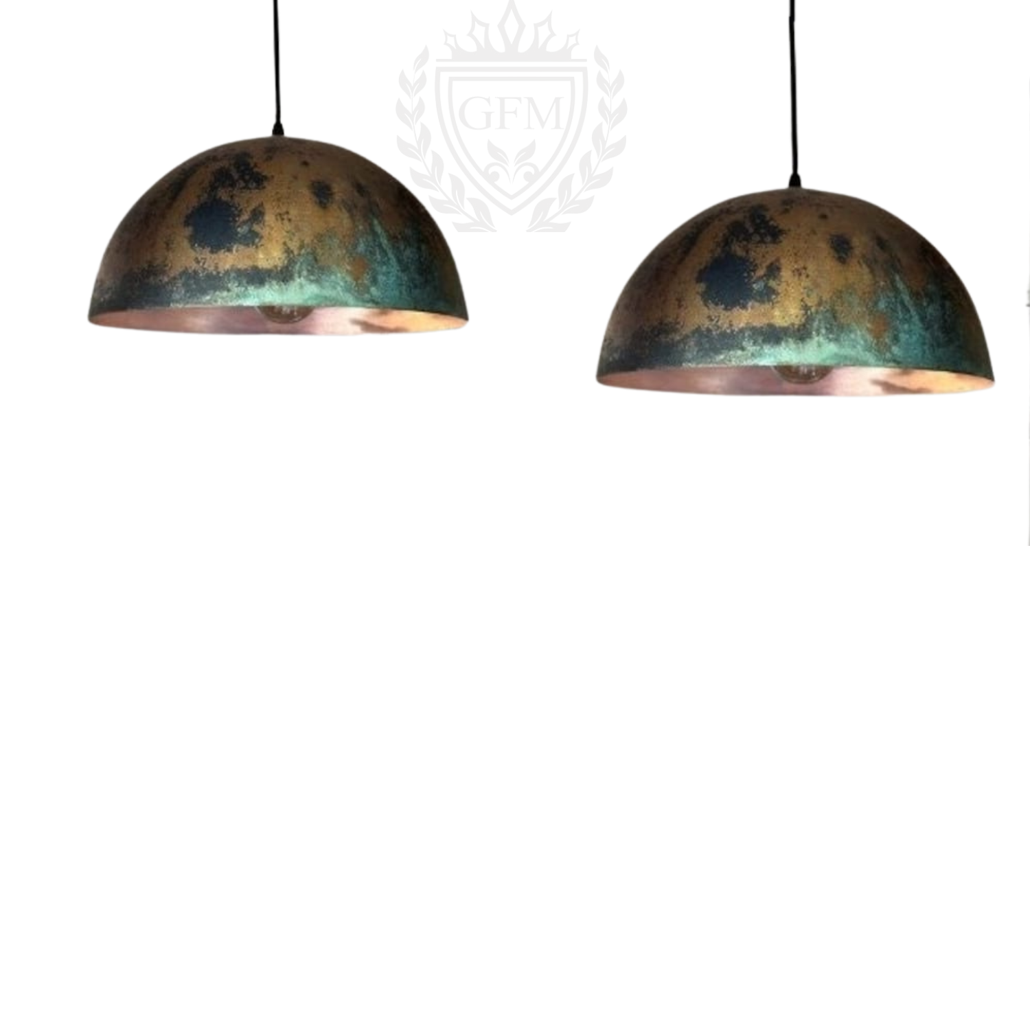 Set of 2 Copper Patina Pendant Lights - Perfect for Kitchen Islands and Dining Areas