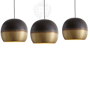 Handmade Moroccan Brass Dome Pendant Lights - Set of 3 Hanging Ceiling Fixtures