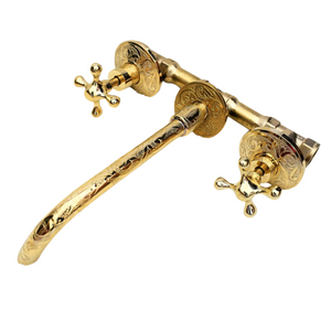 Unlacquered Brass Wall-Mount Bathroom Faucet | Solid Brass Vanity Sink Faucet