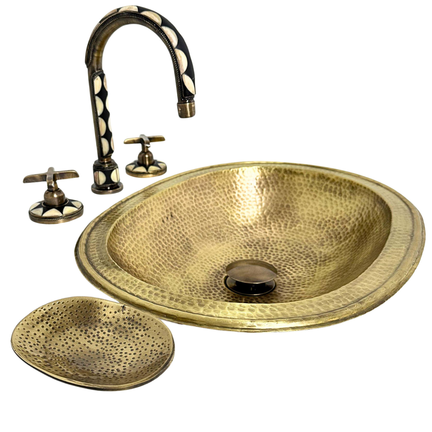 Brass Faucet with Sink – Vintage Bronze Bathroom Set | Handcrafted Elegance