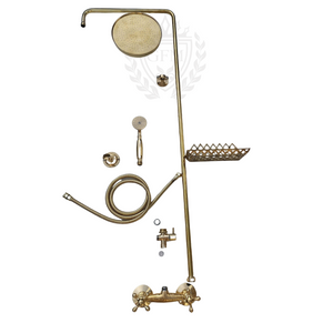 Brass Exposed Shower Head With Handheld, Round Shower Head