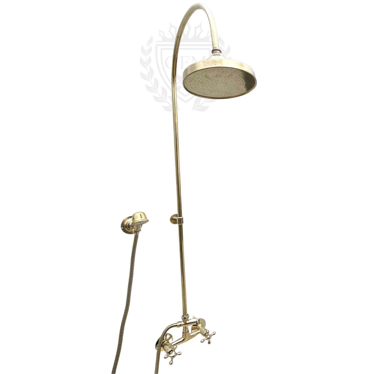 Brass Outdoor Shower System with Handheld & Round Shower Head - Outdoor Showers