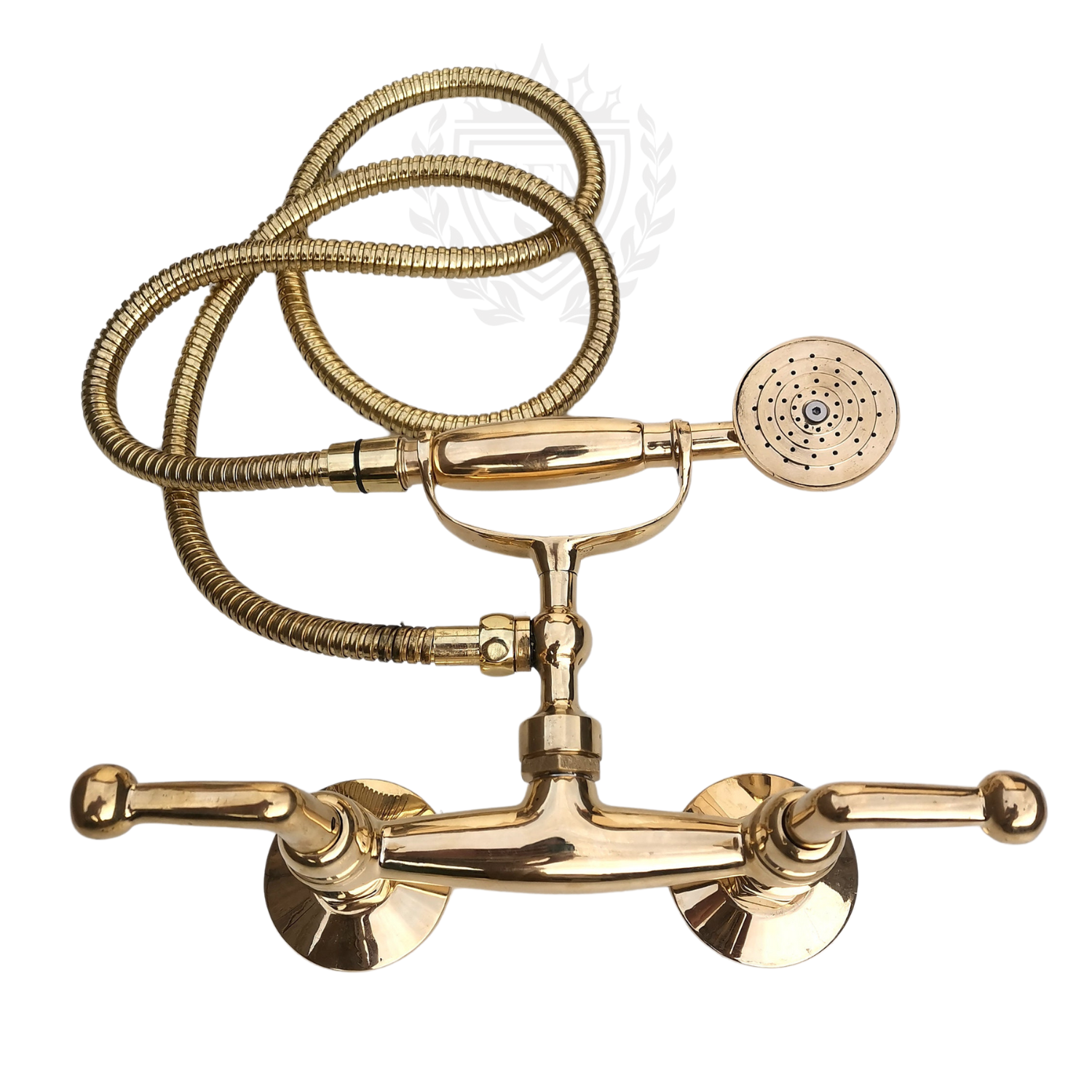 Shower System with Telephone Hand Shower | Wall Mount Unlacquered Brass Handheld Shower