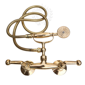 Shower System with Telephone Hand Shower | Wall Mount Unlacquered Brass Handheld Shower