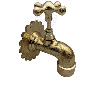 Solid Brass Garden Wall Faucet – Antique Water Spigot | Handmade Moroccan Outdoor Tap | Lead-Free Brass Water Tap