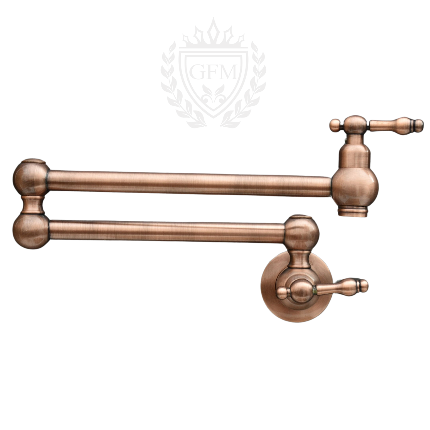 Handmade Copper Pot Filler Faucet – Wall Mount Kitchen Stove Faucet with Dual Brass Handles