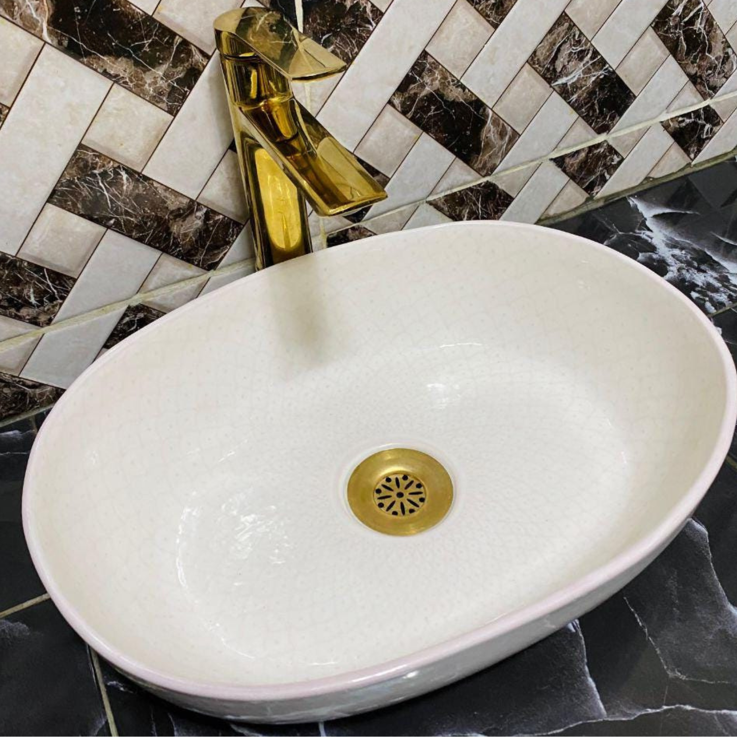handmade sink, ceramic bathroom sink, vessel sink, Moroccan sink, oval basin, bathroom decor, artisan bathroom sink, white vanity sink, luxury bathroom, handcrafted sink, boho bathroom, ceramic basin, unique bathroom sink

