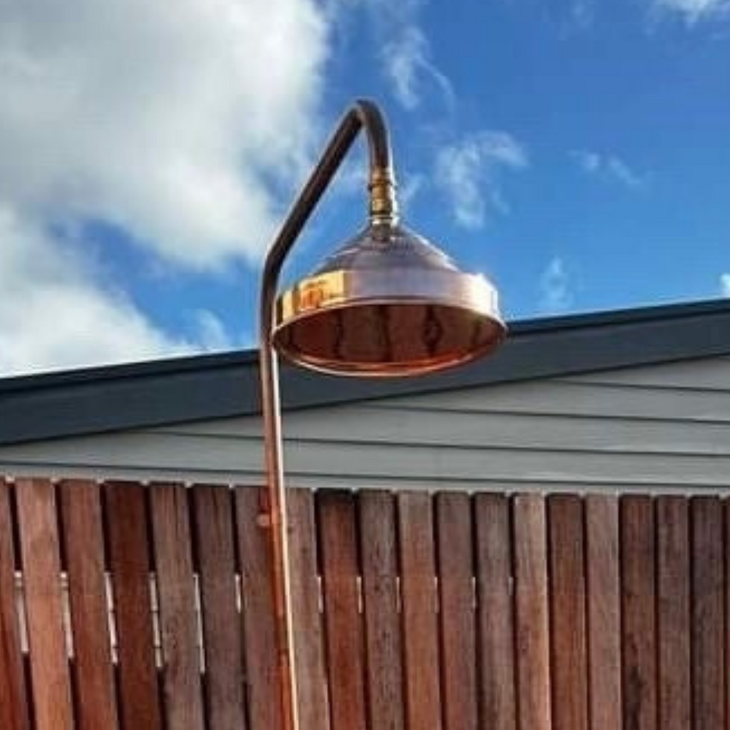 Unlacquered Copper Outdoor Shower Head – Finish Rain Shower for Garden, Pool, or Bathroom