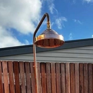 Unlacquered Copper Outdoor Shower Head – Finish Rain Shower for Garden, Pool, or Bathroom