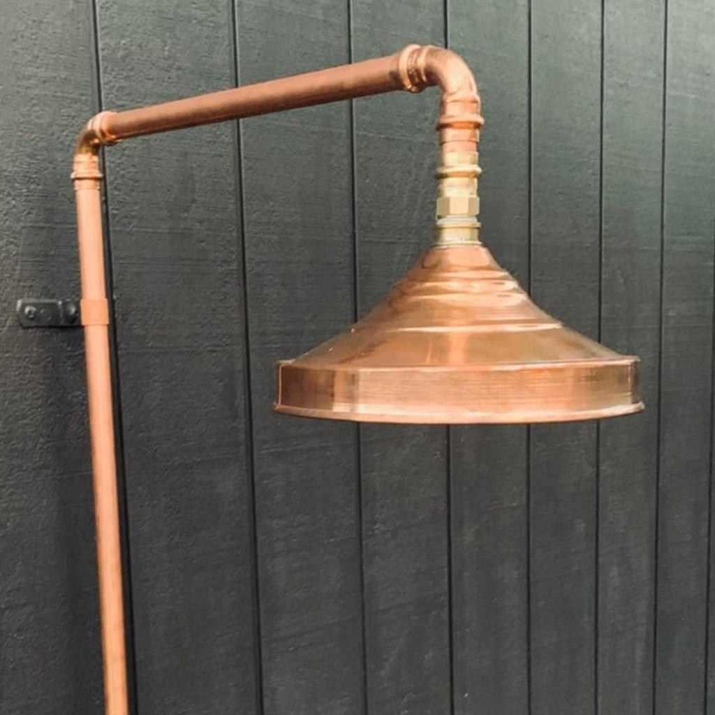 Copper Large Rain Shower Head, Copper Handcrafted Vintage Round Showerhead, Works Outdoor, Copper Shower head