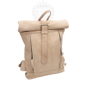 Moroccan Rolltop Leather Backpack - Travel Unisex Rucksack