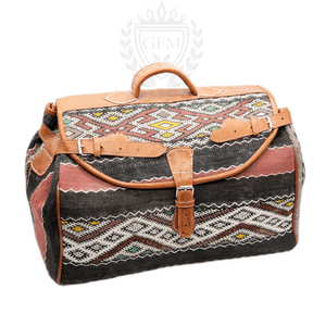 Vintage Kilim Travel Bag - Handmade Leather Weekender Bag