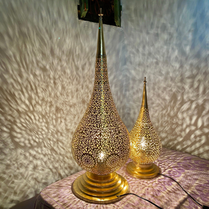 Handmade Moroccan Brass Floor Lamp | Vintage Style Table Lamp | Gold & Silver Brass Lam
