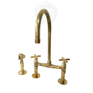 Handmade Unlacquered Brass Bridge Faucet -