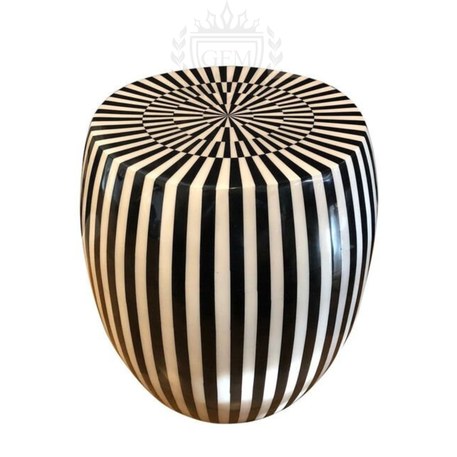 Handmade Bone Stool and Side Table - Vintage Art Design, Black & White, Inlay Coffee Table