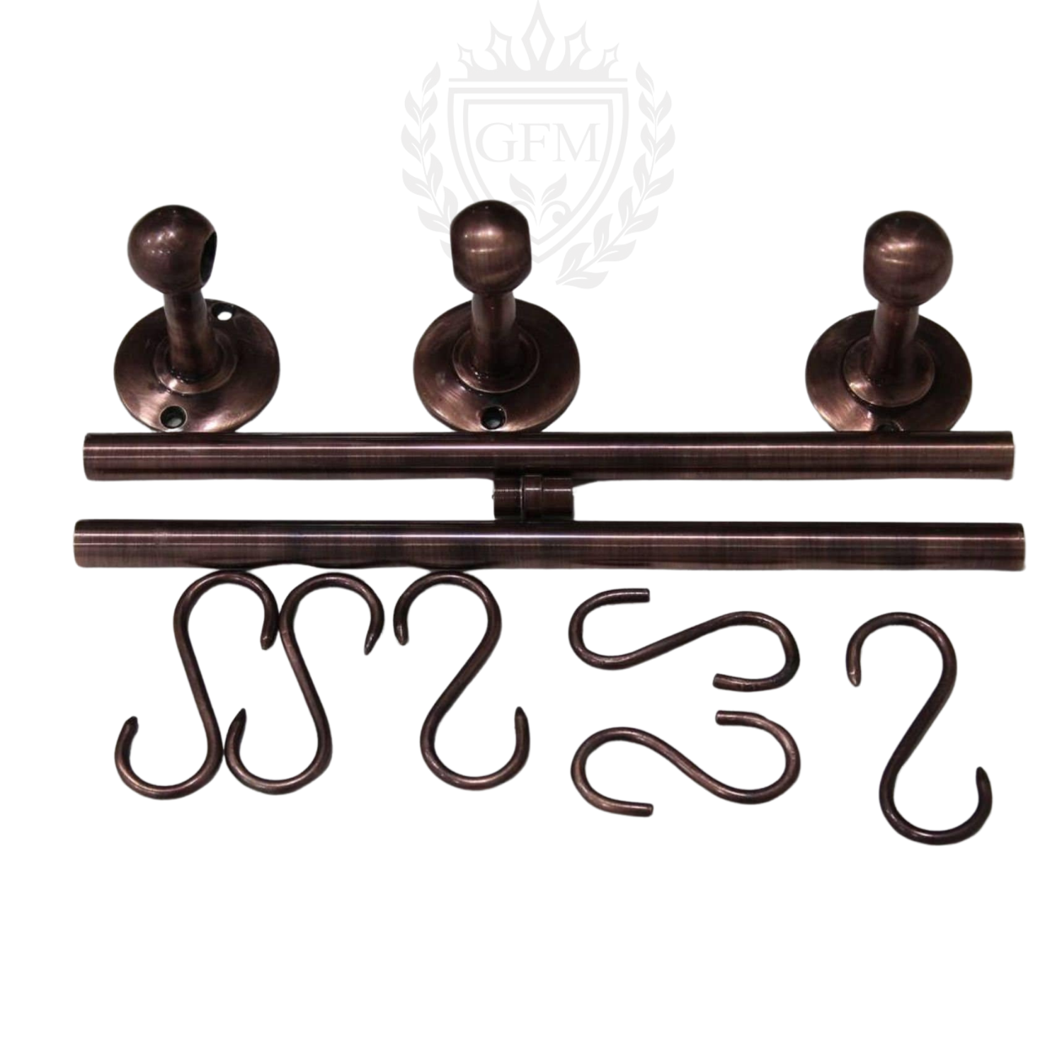 Copper Pot Rack | Antique Style Unlacquered Copper | Rustic Wall Mount