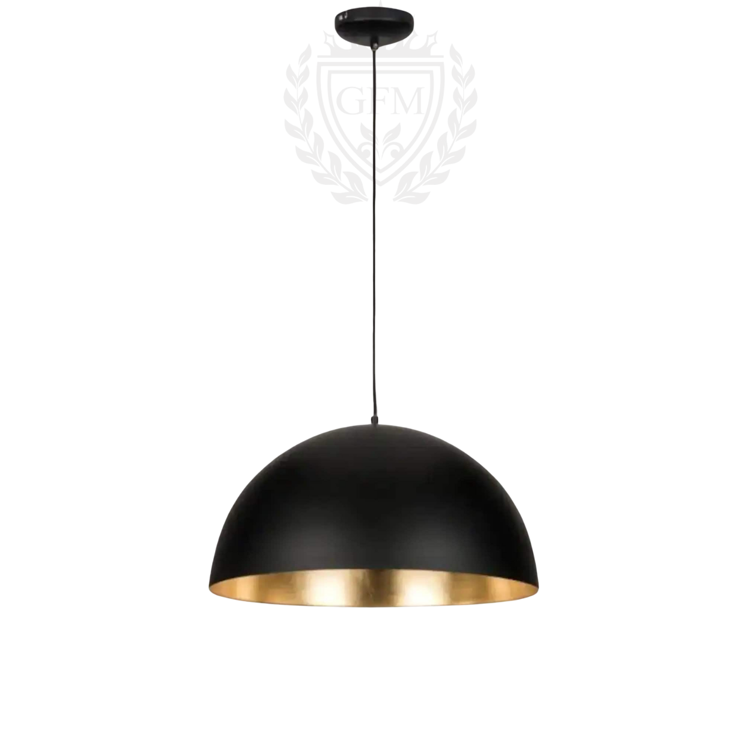 Set of 2 Black Brass Dome Ceiling Fixtures | Black Outside & Gold Inside