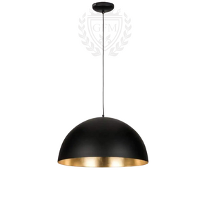 Set of 2 Black Brass Dome Ceiling Fixtures | Black Outside & Gold Inside