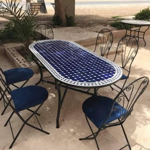 Handmade Oval Moroccan Mosaic Table - Multi-Color Outdoor & Indoor Decor