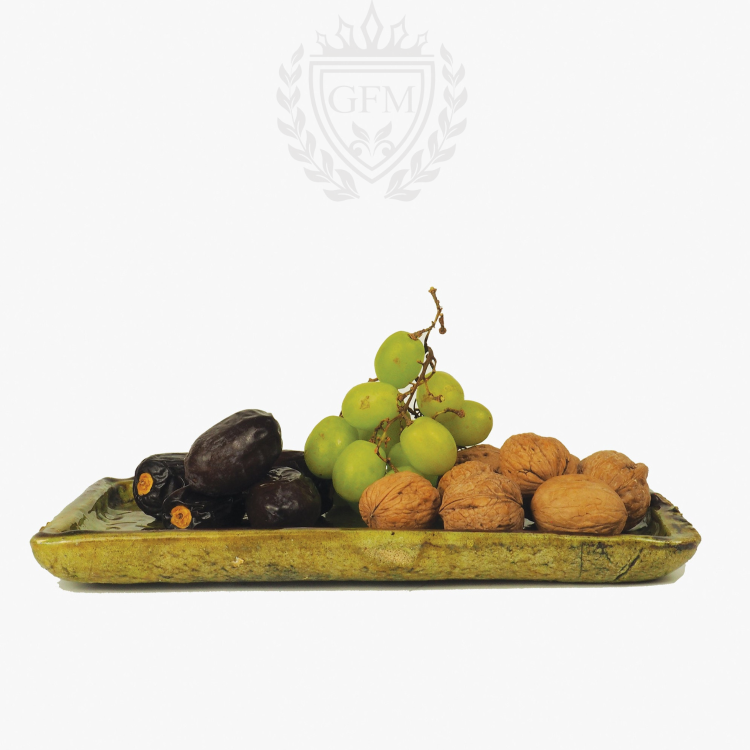 Morrocan Vintage Tamegroute Olive Green Rectangular PlateTray, Handmade Ceramic, Table Wear