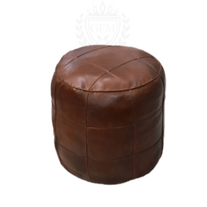 Comfy Pouf Ottoman , round , leather seat