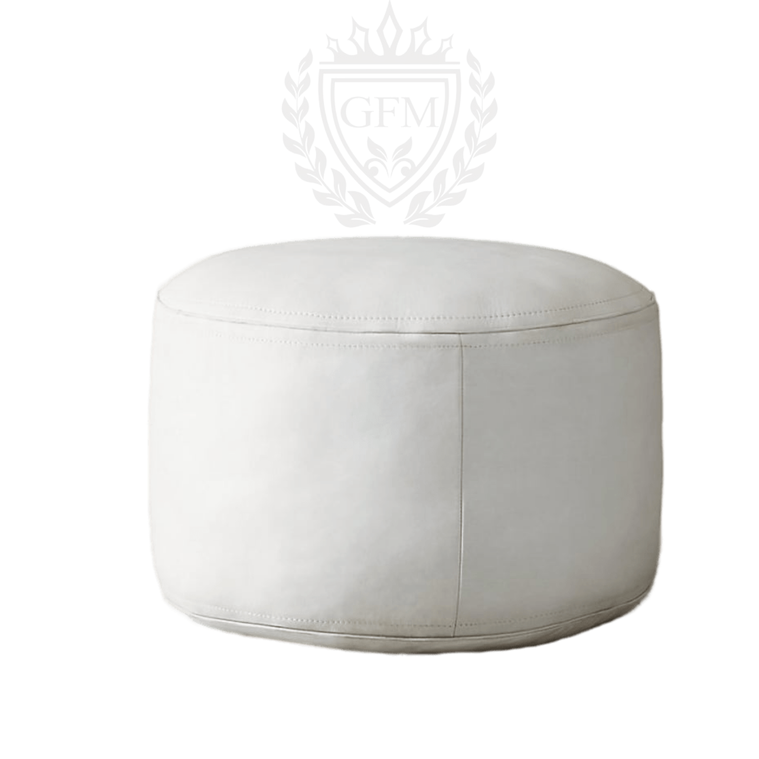 Handmade Leather Round Pouf Ottoman | Moroccan Floor Cushion