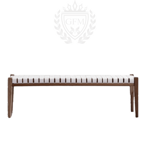 Handmade Wood and Leather Entryway Bench | Moroccan Boho Furniture