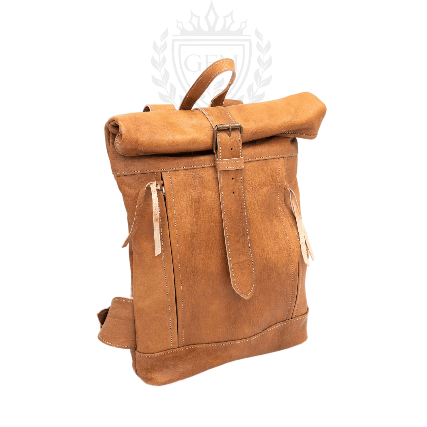 Moroccan Rolltop Backpack - Leather Travel Rucksack for Unisex