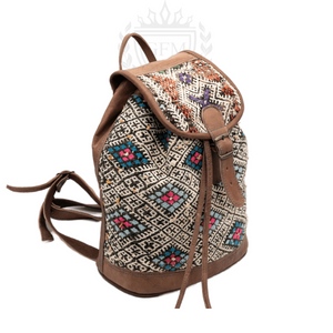 Moroccan Kilim Leather Backpack - Handmade Bohemian Bag