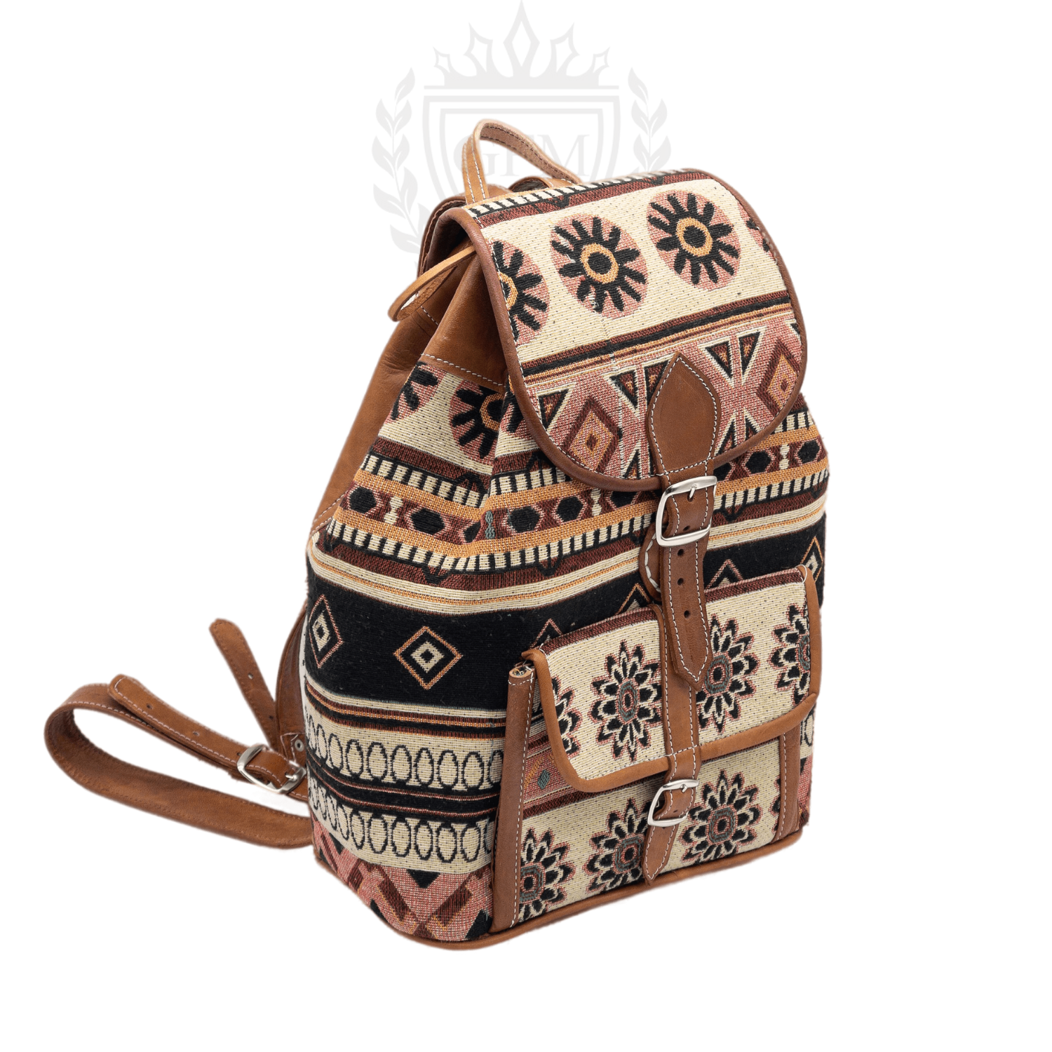 Moroccan Kilim Leather Backpack - Bohemian Shoulder Bag