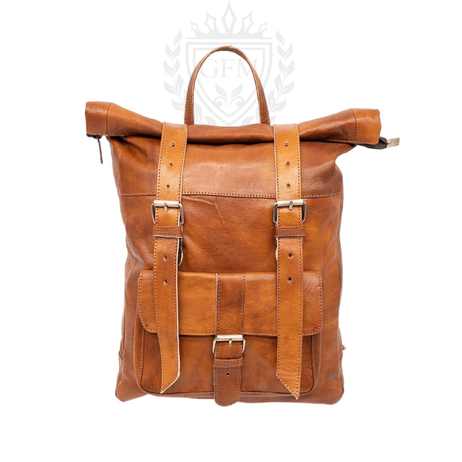 Moroccan Leather Rolltop Backpack - Unisex Hipster Bag - Stylish and Functiona