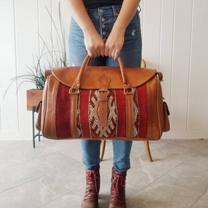 Premium Duffel Leather Kilim bag