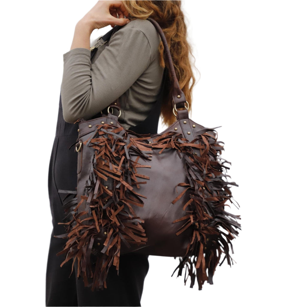 Fringed leather bag, leather Fringe Bag, Fringe western Crossbody, Boho cowgirl bag, fringe boho crossbody bag, Moroccan leather fringed bag