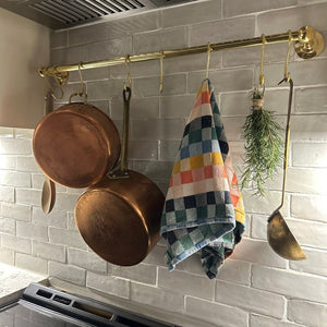 Unlacquered Brass Pot Rack Wall Mount with "S" Hooks| Handcrafted Kitchen Pot Rack  | 40-Inch Brass Pot Rail