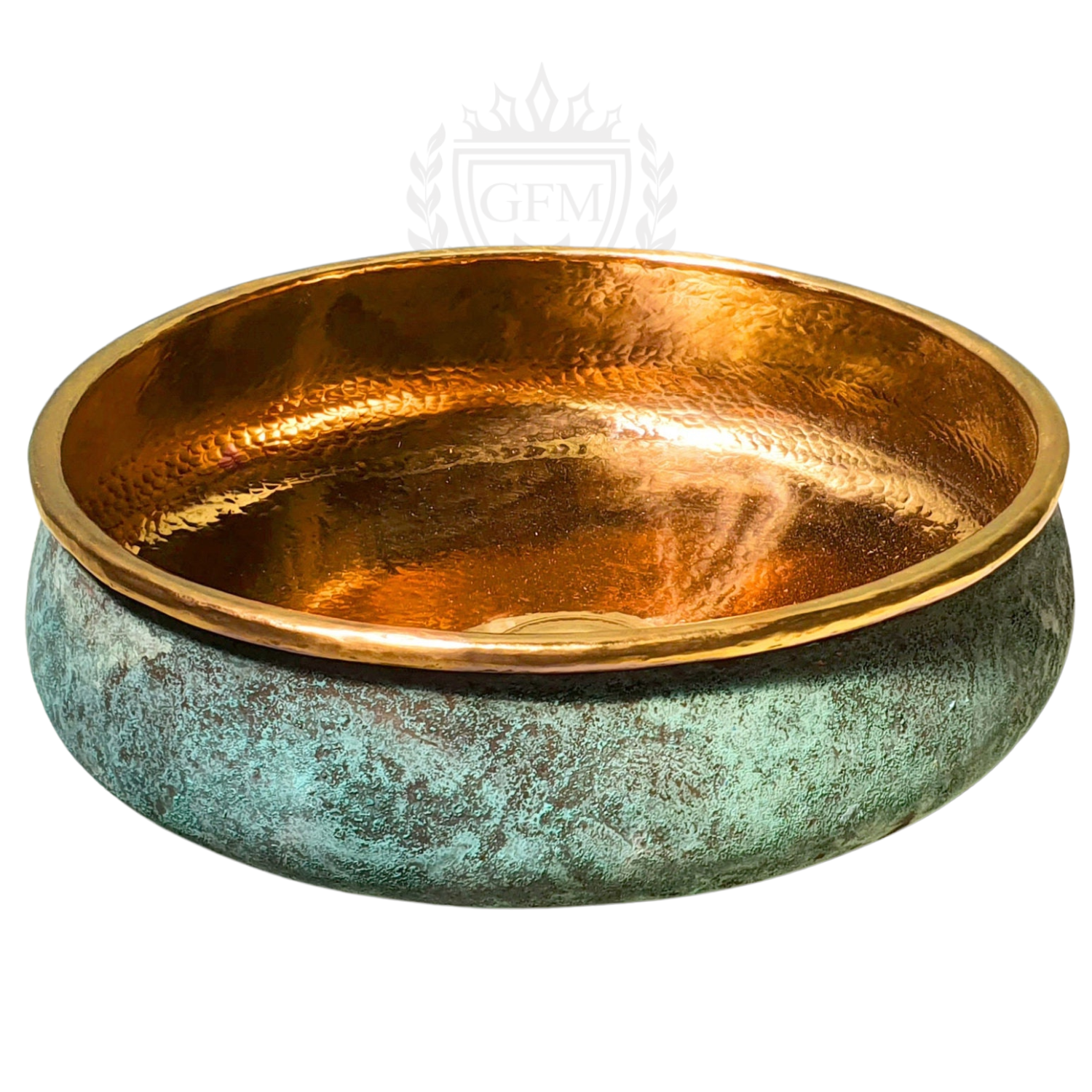 Green Patina Copper Bathroom Sink – Handcrafted Oxidized Round Washbasin – Solid Copper Vessel Sink