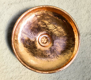 Green Patina Copper Bathroom Sink – Handcrafted Oxidized Round Washbasin – Solid Copper Vessel Sink