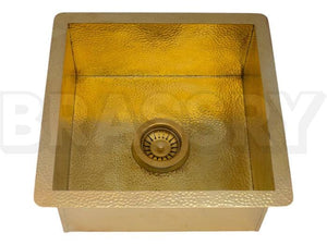 Hand-Hammered Moroccan Brass Bar Sink – Unlacquered Solid Brass Farmhouse Prep Sink for Bar, Hammered Style Water Fixture